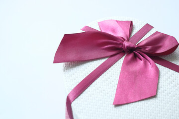 top view of open heart shape gift box on white background 