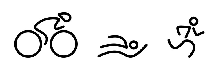 Triathlon, cyclic sport symbols, icons. Sport signs