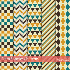 Set of 5 retro seamless patterns.