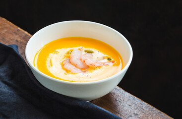 Butternut cream soup. Vegetables gourmet healthy comfort food.