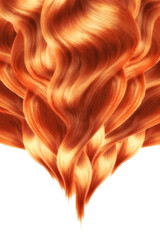 Red shiny hair on white background, isolated