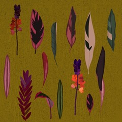 illustration with flowers in a green background.