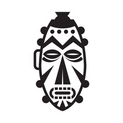 African traditional mask logo design template - obrazy, fototapety, plakaty