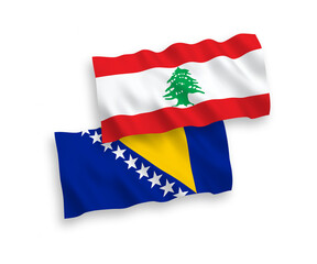 Flags of Lebanon and Bosnia and Herzegovina on a white background