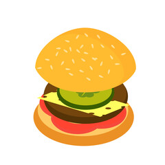 Isometric burger icon.Vector illustration isolated on white background.