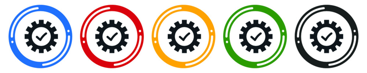 Execution icon set. flat design vector illustration in 5 colors options for web design