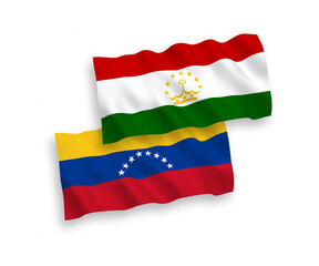 Obraz premium Flags of Venezuela and Tajikistan on a white background