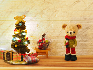 かわいい動物のあみぐるみ　クリスマス