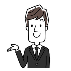 ベクターイラスト素材：喪服を着た男性、紹介、案内
