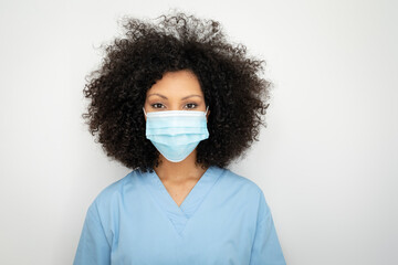 Portrait of female health worker wearing face mask