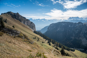 peak of Le Grammond at Lac du Taney in Chablais