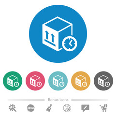 Package shipping time flat round icons