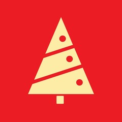 abstract golden Christmas tree on a red background. Christmas decor elements	