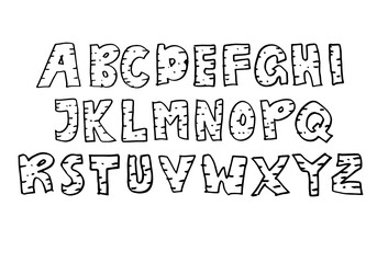 Doodle sketch font isolated on white background. Vector illustration.