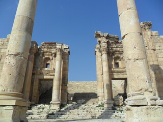 Exploring the ancient archeological sites of Petra and the Roman sites around Amman in Jordan, Middle East