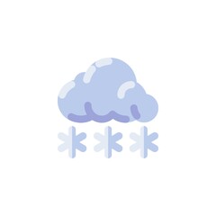 Cloud and snowflake flat icon, vector sign, snowy weather colorful pictogram isolated on white. Symbol, logo illustration. Flat style design