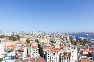 Naklejka na ściany i meble Panoramic view of the Bosphorus. Istanbul, Turkey. Aerial view