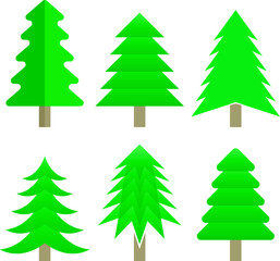 Set of Christmas fir trees. Collection of wood trees for design, advertising banner etc.
