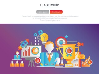 Fototapeta premium Leadership. Banner for the site. Modern flat conceptual web banner. Landing page template. Conceptual vector illustration for graphic design and web design. Concept.
