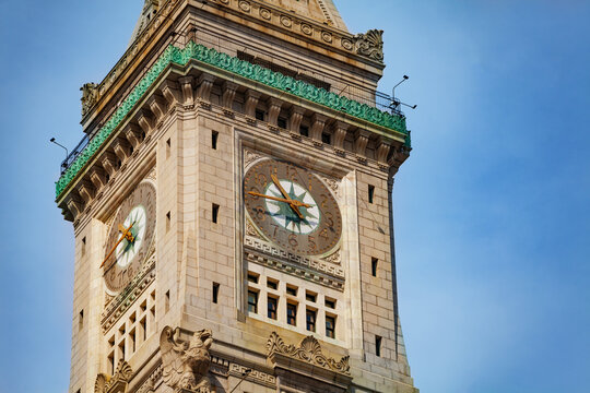 Closeup of the clocktower in Boston downtown building, Massachusetts, USA