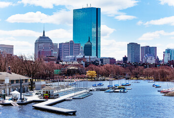 Boston city downtown Charles river view in Massachusetts, USA