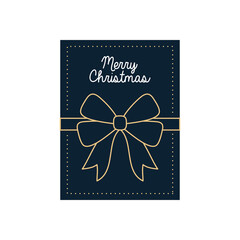 christmas minimalist card with decorative bow icon, colorful design