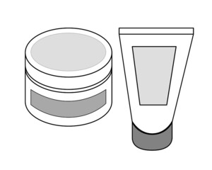 Vector icons of the tube and a small jar for some creme, any type of cosmetics or medicine.