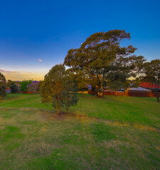 Beautiful park in Sydney Suburbia on a hill with great views at sunset