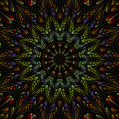 3d effect - abstract fractal mandala style pattern