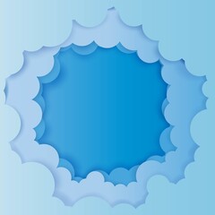 blue Sky with Clouds. Cartoon Background. Bright Illustration for Design.