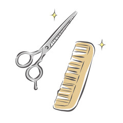 Obraz premium 美容師が使う美容バサミとクシ