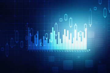 2d rendering Stock market online business concept. business Graph 