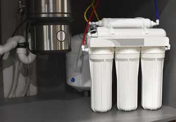 House water filtration system. Osmosis deionization system. Installation of water purification...