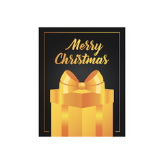 christmas elegant black card with golden gift box