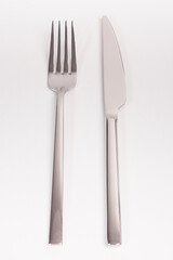 Cutlery set with fork, knife and spoon. Tableware.