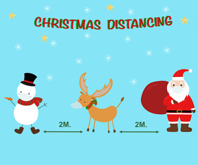 social distancing for Christmas should be keep distancing for 2m. and wearing mask for safe from coronavirus.vector illustration