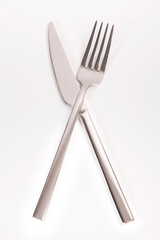 Cutlery set with fork, knife and spoon. Tableware.