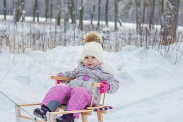 Little girl enjoying a sleigh ride.