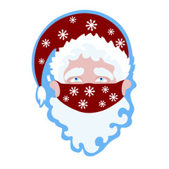 Santa Claus in protection mask. Vector illustration