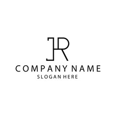 Letter R creative logo illustration line template black design vector