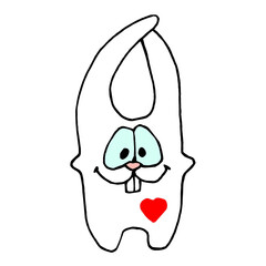 Bunny in love vector doodle
