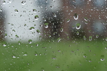 Raindrops on glass