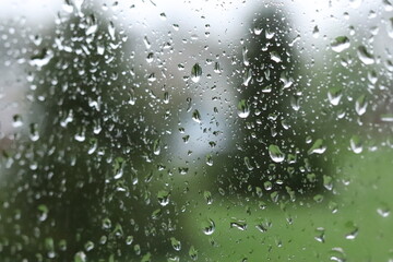 Raindrops on glass