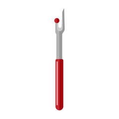 Seam Ripper color red isolated on white background. Element for sewing in flat style.
