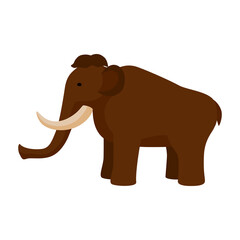 Mammoth isolated on white background. Prehistoric animal in flat style kids picture.