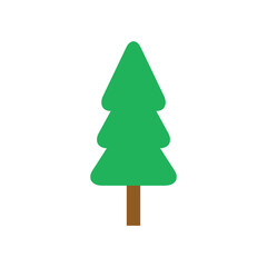 Christmas tree green icon. Tree silhouette vector illustration isolated on white. New Year symbol.