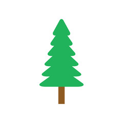 Christmas tree green icon. Tree silhouette vector illustration isolated on white. New Year symbol.