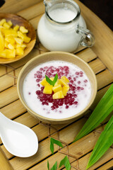 Bubur Mutiara or Sago pearls porridge,Indonesian popular traditional dessert made from sago pearls...