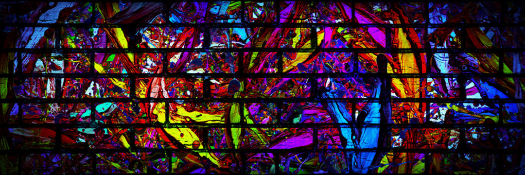 Grunge style colorful paint wall background, abstract urban background, street art, panoramic image