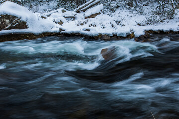 Winter river in Capcir, Cerdagne, Pyrenees, France